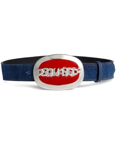DSquared² Logo-buckle Denim Belt - Red