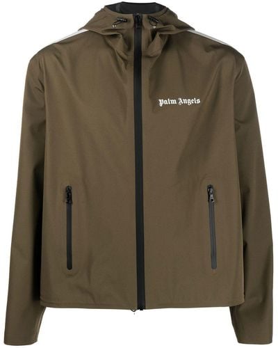 Palm Angels Jacket With Logo - Green