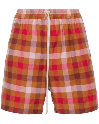 Rick Owens Plaid-check cotton shorts - Rouge