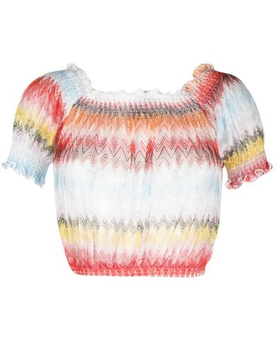 Missoni Zigzag-patterned Woven Blouse - Pink