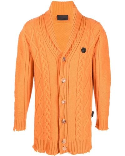 Philipp Plein Knitted Wool Cardigan - Orange