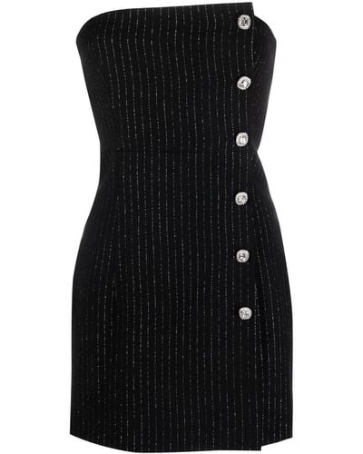 Alessandra Rich Pinstripe Mini Dress - Black