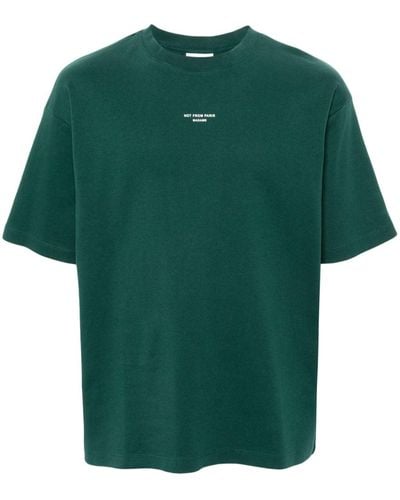 Drole de Monsieur Le T-shirt Slogan Classique トップ - グリーン