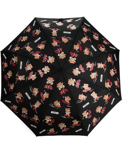 Moschino Regenschirm mit Teddy-Print - Schwarz