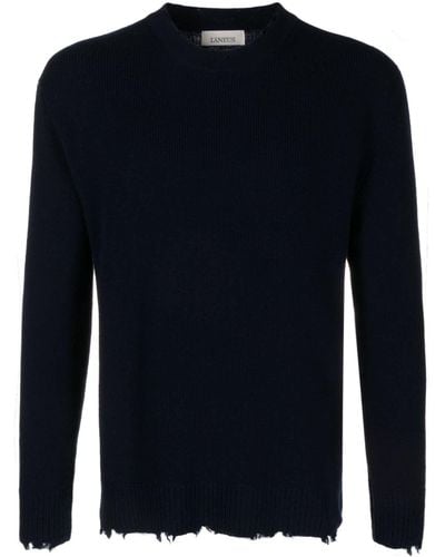 Laneus Distressed-effect Wool Sweater - Blue