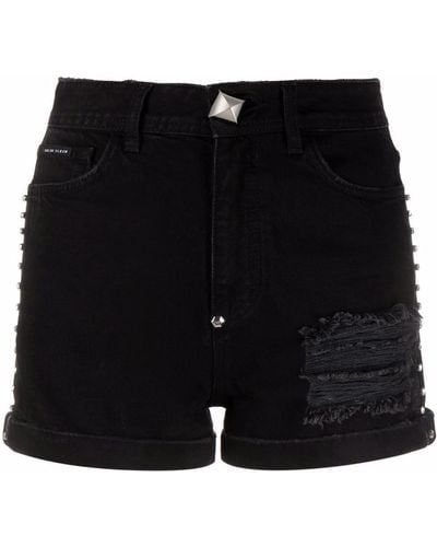 Philipp Plein Stones Denim Hot Trousers - Black