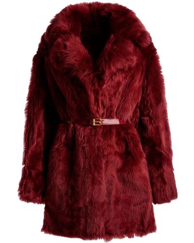 Bally Belted Faux-fur Coat - Red