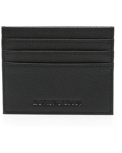 Emporio Armani Debossed-logo Leather Cardholder - Black