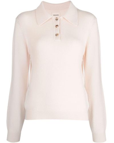 Khaite Long-sleeve Knitted Polo Shirt - Pink
