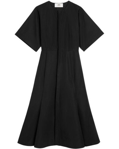 Ami Paris Short-sleeve Cotton Midi Dress - Black