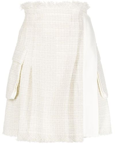 Sacai Tweed Wrapped Mini Skirt - White