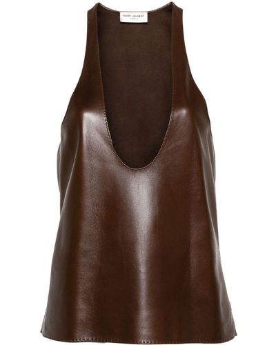 Saint Laurent Tanktop aus Nappaleder - Braun