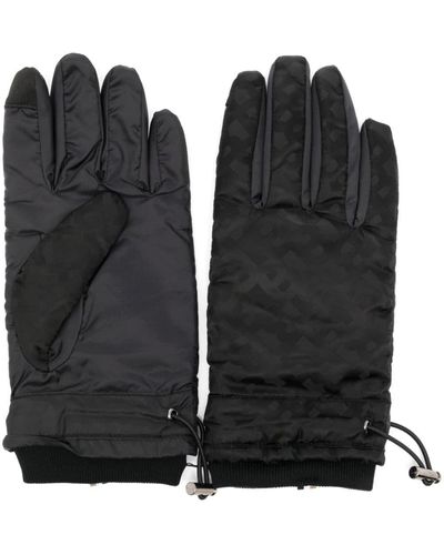 BOSS Monogram-pattern Drawstring Padded Gloves - Black
