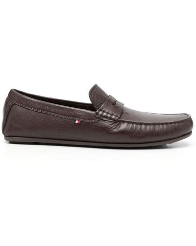 Tommy Hilfiger Pebbled Leather Loafers - Brown