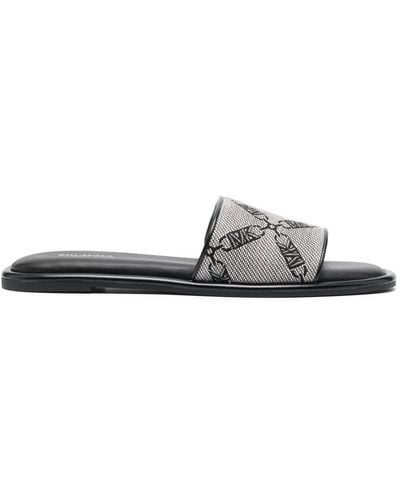 MICHAEL Michael Kors Hayworth Empire Logo Jacquard Slide Sandal - White