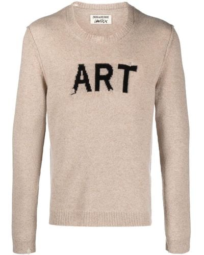 Zadig & Voltaire Intarsia-knit Ripped Sweater - Natural