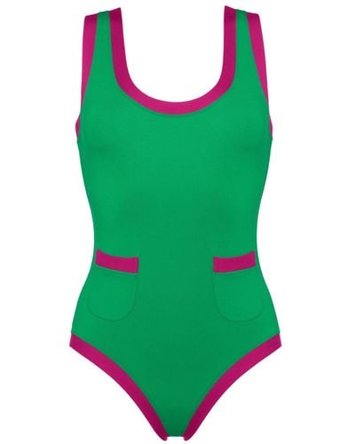 Eres Pueblo Contrast-edge Pocket-detail Swimsuit - Green