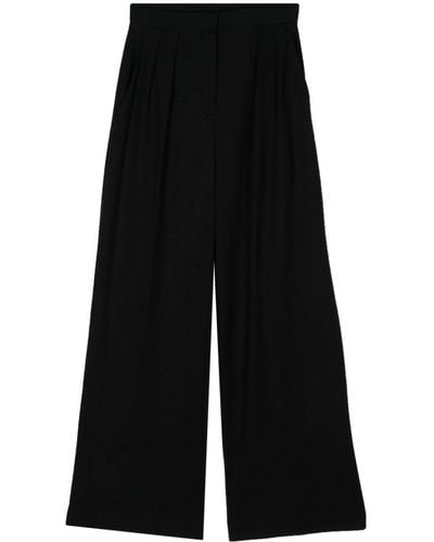 Harris Wharf London Pleat-detail Wide-leg Trousers - Black