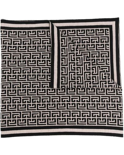 Balmain Sjaal Met Monogram Patroon - Zwart