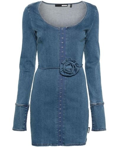 ROTATE BIRGER CHRISTENSEN Robe courte ceinturée en jean - Bleu