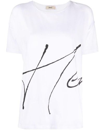 Herno Crew-neck Logo-print T-shirt - White
