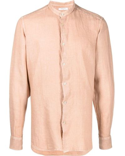 Boglioli Long-sleeve Linen Shirt - Orange