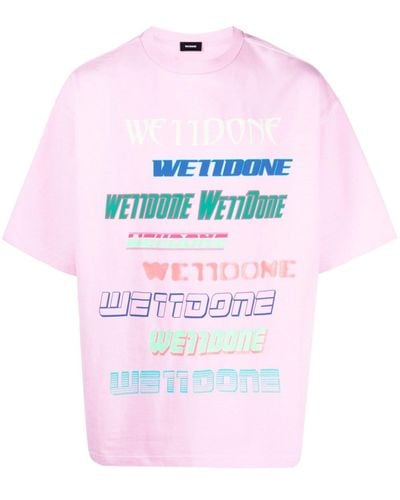 we11done T-Shirt mit Logo-Print - Pink
