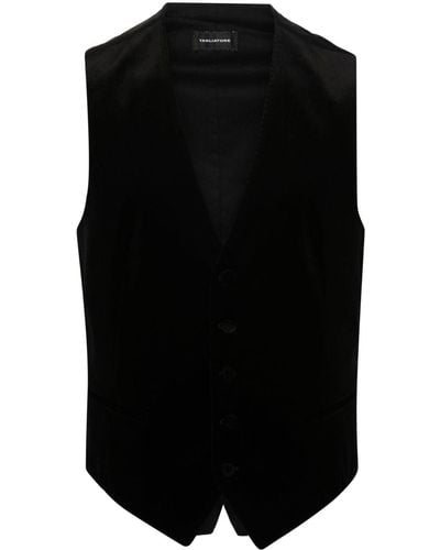 Tagliatore Velvet Buttoned Vest - Black
