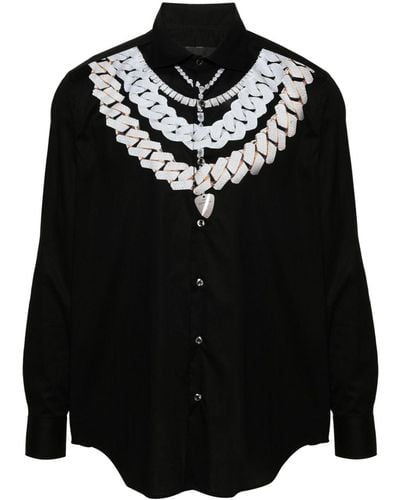 John Richmond Jewelry-print Poplin Shirt - Black