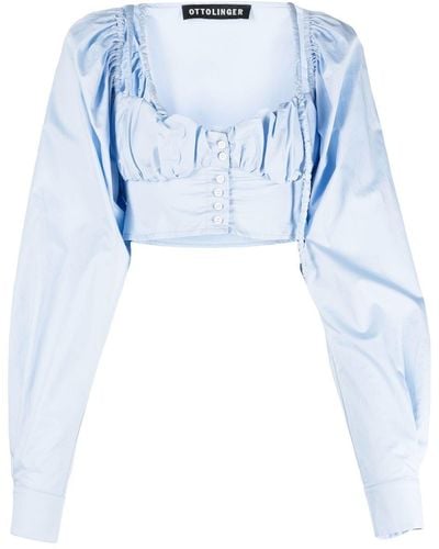 OTTOLINGER Cropped-Bluse mit Knopfverschluss - Blau