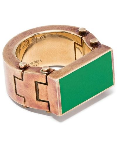 Bottega Veneta Solid-rectangle chunky ring - Verde