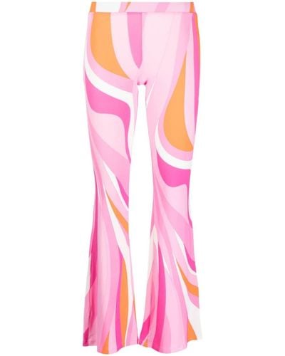 Mc2 Saint Barth Wave-print High-waisted Flared Pants - Pink