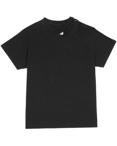 MM6 by Maison Martin Margiela T-shirt en coton à détails de découpes - Noir
