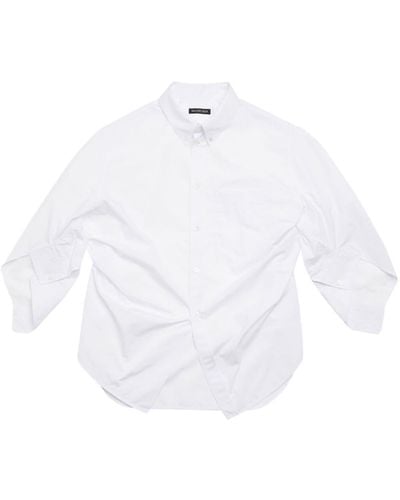 Balenciaga Chemise oversize à manches froncées - Blanc