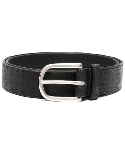 Orciani Animal-embossed Leather Belt - Black