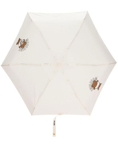 Moschino Regenschirm mit Logo-Print - Weiß