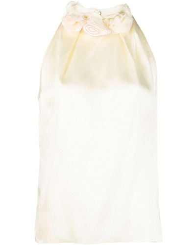 Saloni Sleeveless Silk Top - White