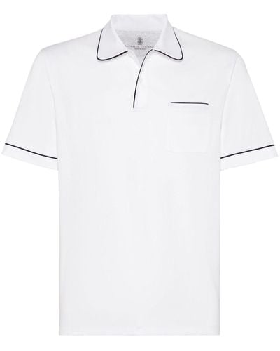 Brunello Cucinelli ストライプトリム ポロシャツ - ホワイト