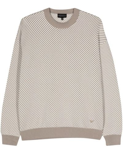 Emporio Armani Gerippter Pullover mit Streifen - Weiß