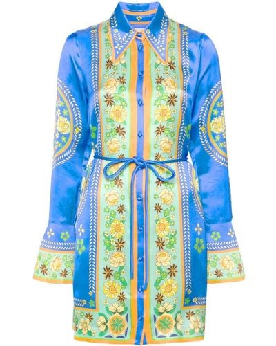 ALÉMAIS Linda Floral-print Satin Mini Dress - Blue