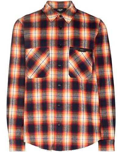 Amiri Logo-patch Check Flannel Shirt - Orange