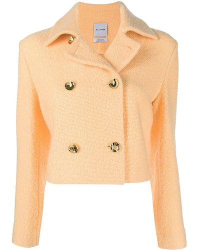 St. John Tweed-knit Cropped Jacket - Natural