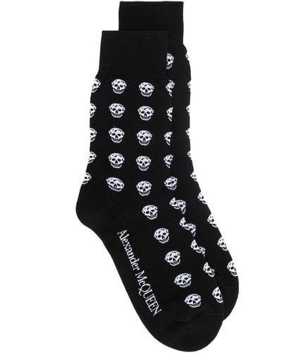 Alexander McQueen Sokken Met Geborduurde Doodskop - Zwart