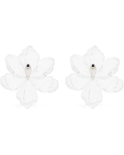 Hugo Kreit Pendientes Iris con aplique floral - Blanco