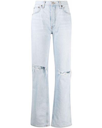 RE/DONE Ripped Bleach Jeans - Blue