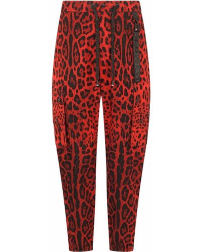 Dolce & Gabbana Leopard-print Track Pants - Red