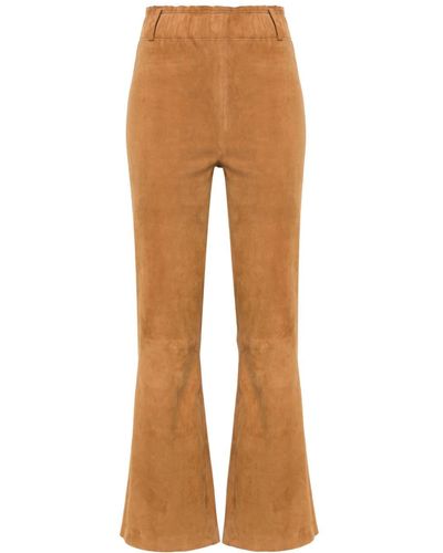 Arma Pantalon court en cuir à coupe droite - Marron