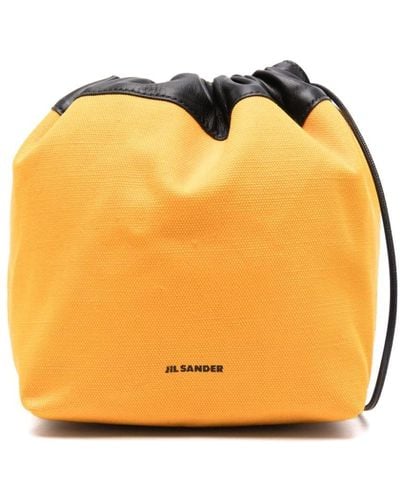 Jil Sander Dumpling Canvas Bucket Bag - Orange