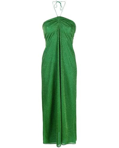 Oséree Metallic-thread Halterneck Dress - Green