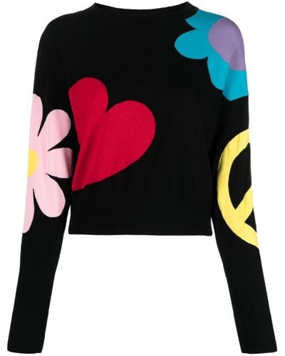 Moschino Jeans Patterned Intarsia-knit Sweater - Black